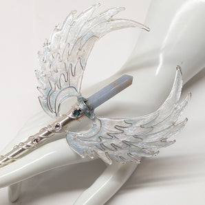 Designer Angelite and London Blue Topaz Angel Wand