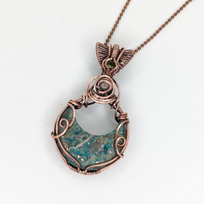 Turquoise, Peridot and Opal Moon Pendant