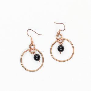 Obsidian | Copper Mother Earth earrings