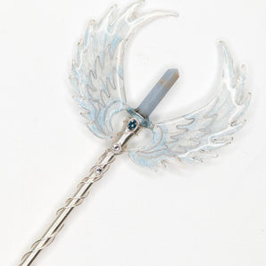 Designer Angelite and London Blue Topaz Angel Wand
