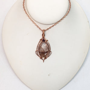 Fire Quartz and Garnet Pendant