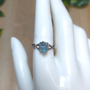 Raw Aquamarine Stainless steel Adjustable Ring