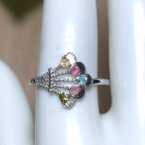 Tourmaline Fan Stainless steel Adjustable Ring