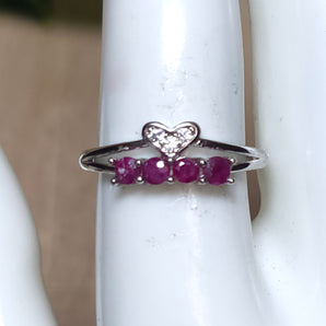 Ruby Heart Stainless Steel Adjustable Ring