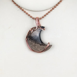 Palm Root Copper Wrapped Moon Pendant