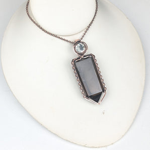 Smoky Tower Pendant with Green Amethyst