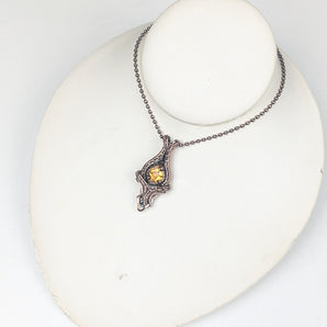 Citrine Facet Copper Weave Pendant