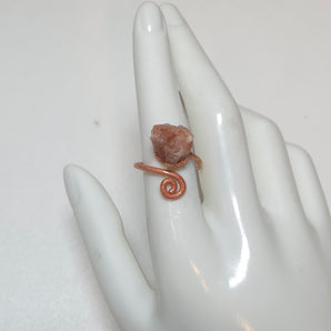 Raw Sunstone & Swirl Copper Alchemy Ring