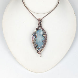 Aqua Aura Quartz Multi Crystal Pendant