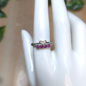 Ruby Heart Stainless Steel Adjustable Ring