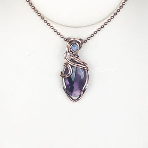 Trapiche Amethyst and Rainbow Moonstone Pendant
