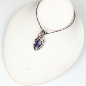Trapiche Amethyst and Rainbow Moonstone Pendant