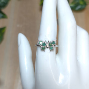 Emerald Butterfly Stainless Steel Adjustable Ring