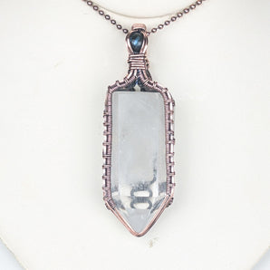 Clear Quartz Tower Pendant with Labradorite