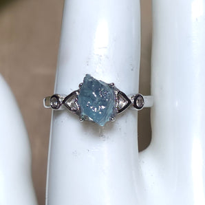 Raw Aquamarine Stainless steel Adjustable Ring