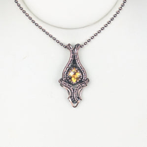 Citrine Facet Copper Weave Pendant