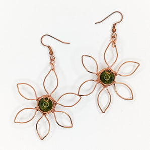 Green Peridot Flower Earrings