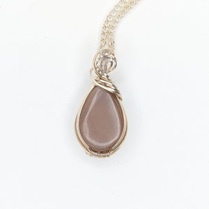 Chocolate Moonstone Tear Shaped Argentium Silver Pendant