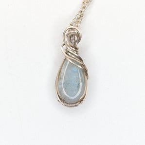 Rainbow Moonstone Tear Shaped Argentium Silver Pendant