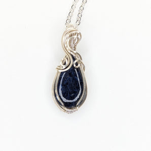 Sodalite Tear Drop Argentium Silver Pendant