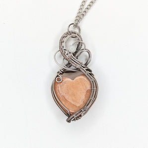 Pink Amazonite Heart Sterling Silver Pendant