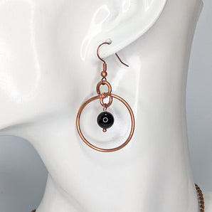 Obsidian | Copper Mother Earth earrings
