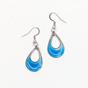 Blue Resin Teardrop stainless steel Earrings