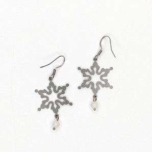 Steel Snow Flake Earrings