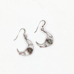 Labradorite Crescent Moon Sterling Silver earrings