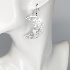 Steel Flying Witch Earrings