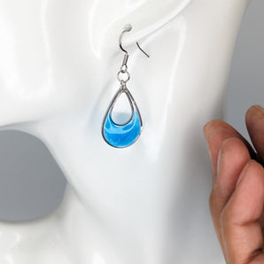 Blue Resin Teardrop stainless steel Earrings