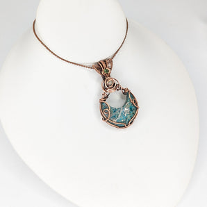 Turquoise, Peridot and Opal Moon Pendant