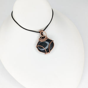 Black Obsidian Copper Pendant
