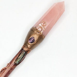 Ascension Rose Quartz and Vivianite Heart Chakra Wand