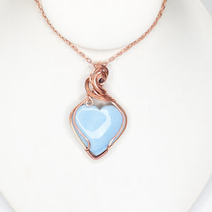 Blue Opal And London Blue Topaz Heart Pendant in Copper
