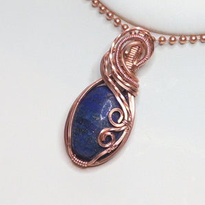 Lapis Lazuli Coiled Swirl Copper Pendant