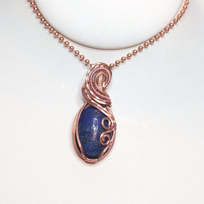 Lapis Lazuli Coiled Swirl Copper Pendant