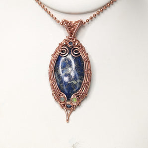 Lapis Lazuli and Crystal Accents Amulet Pendant