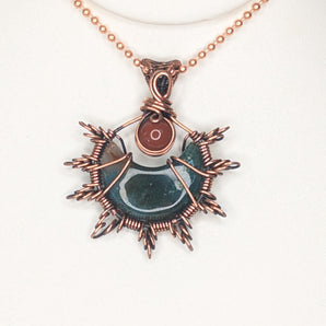 Moss Agate moon and Carnelian Star Pendant