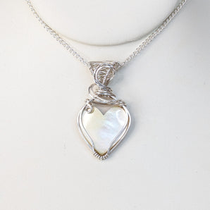 Mother of Pearl Stering Silver Heart Pendant