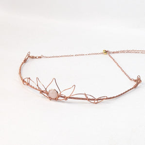 Rose Quartz Hand Weaved Wire Wrapped Lotus Circlet