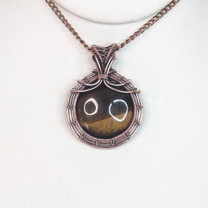 Tigers Eye Front Weave Pendant