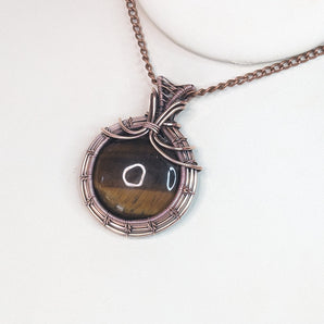 Tigers Eye Front Weave Pendant