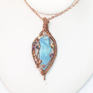 Aqua Aura Quartz Multi Crystal Pendant