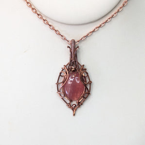 Rhodochrosite Filigree Pendant