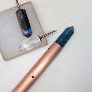 Blue Apatite And Labradorite Interchangeable Crystal Smudge Wand