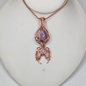 Kunzite and Rose Quartz Crescent Moon Ethereal Pendant