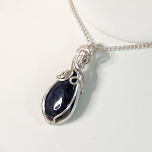 Sodalite Tear Drop Argentium Silver Pendant