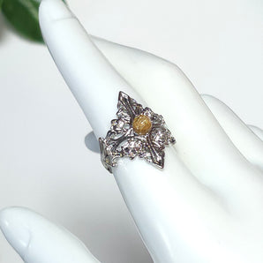 Citrine Decorative Stainless Steel Adjustable Ring