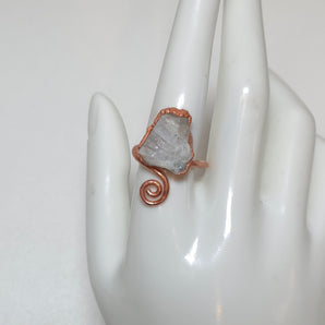 Raw Rainbow Moonstone & Swirl Copper Alchemy Ring